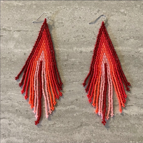 New Free People Beaded Boho Earrings - Picture 2 of 4